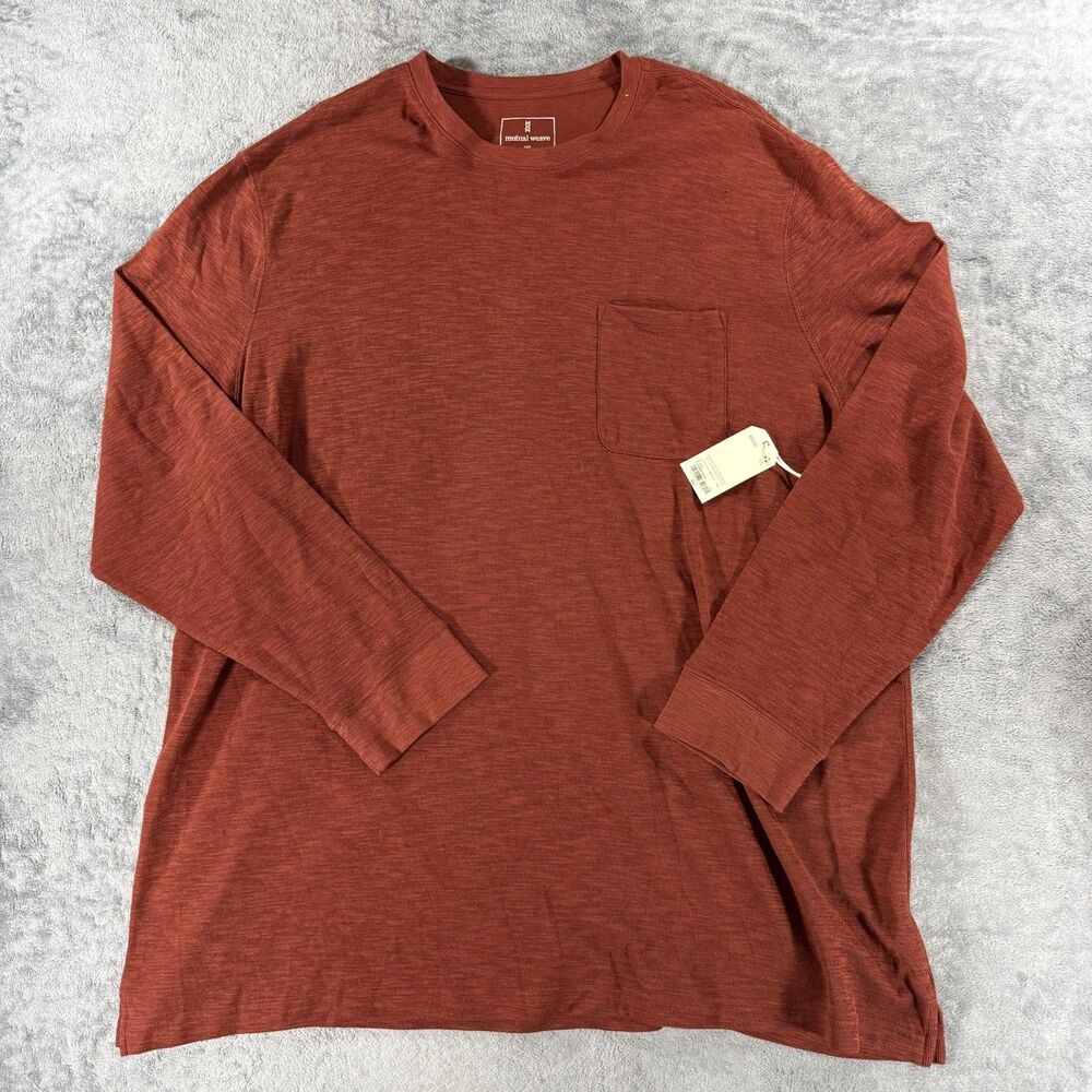 Mutual Weave Textured Big & Tall Crew Neck Long Sleeve Pocket Tee 4XLT Orange